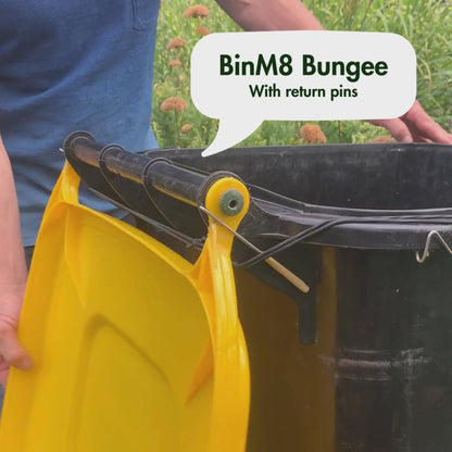 BinM8 Bungee Keeps Bin Lids Secure. Easy Installation. Free shipping Australia wide. Showing with Return Pins